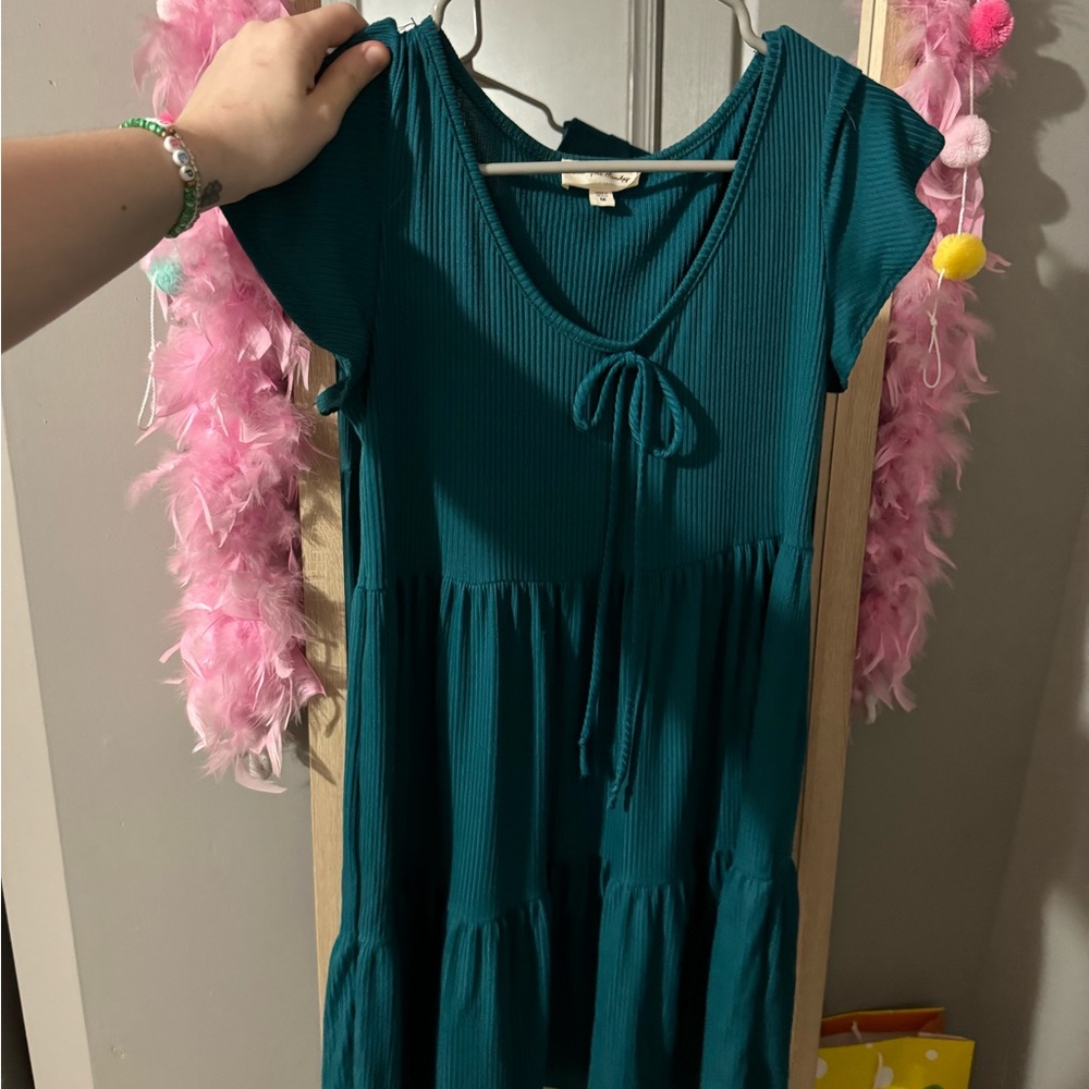 tiered mini dress with bow
